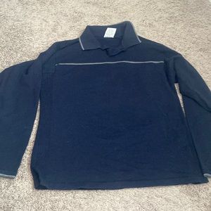 Navy sweater with collar. Size large.